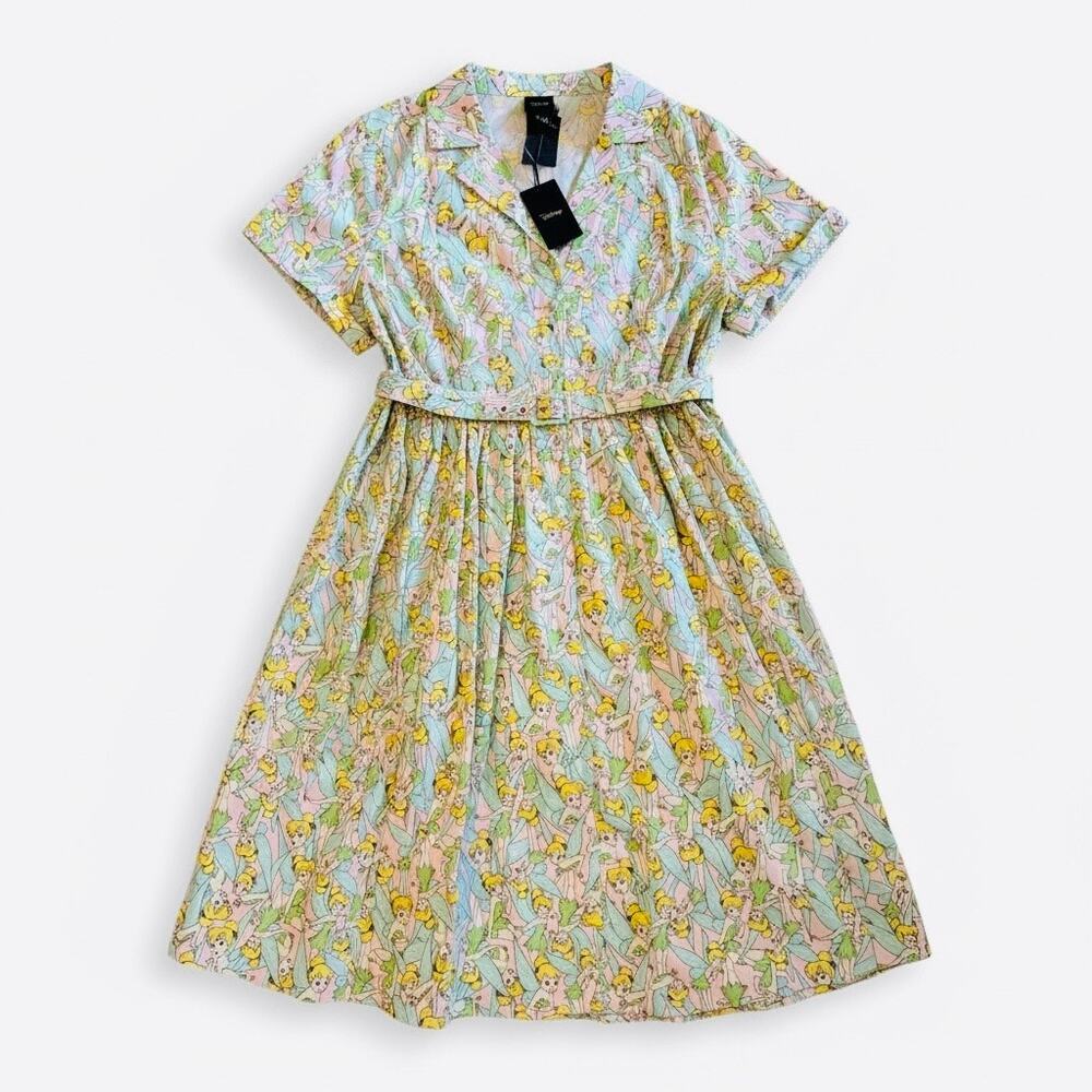Torrid x Disney Tinkerbell Teal Belted Midi Whimsical Shirtdress NWT Sz 20 - Picture 6 of 6